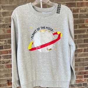 Gray Sweatshirt with Pizza Planet Design